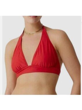 J.Crew Halter Tie Back Bikini Swim Triangle Top Venetian Red Swimsuit NEW Small